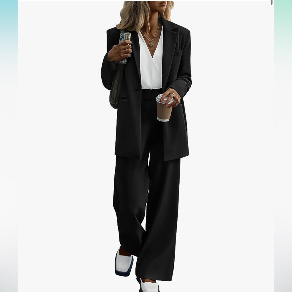 Pretty Garden Womens 2 Piece Blazer Jacket And Wide Leg Pants - Picture 2 of 7